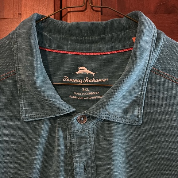 Tommy Bahama men’s short sleeve polo.  3XL.  Greenish color. Like new. - Picture 2 of 3